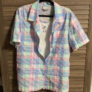 Threaded Pear Blair Collared Short Sleeve Blouse